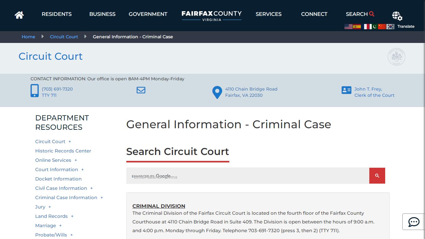 General Information - Criminal Case | Circuit Court